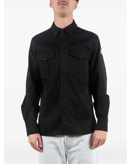 Moncler Black Buttoned Pocket Shirt for men