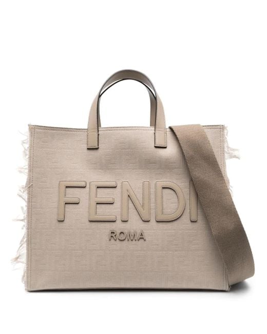 Fendi Ff Shopper Met Jacquard in het Natural