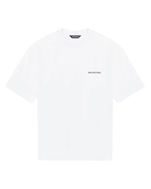 Balenciaga Cotton Logo Print Short-sleeve T-shirt in White for Men | Lyst