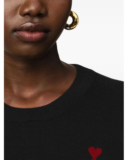 AMI Black De Coeur Wool Sweater