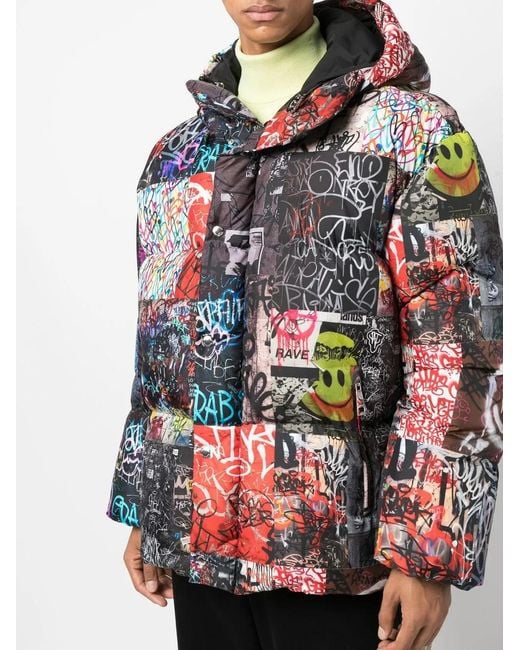 Khrisjoy Red Graffiti-Print Down Puffer Jacket for men