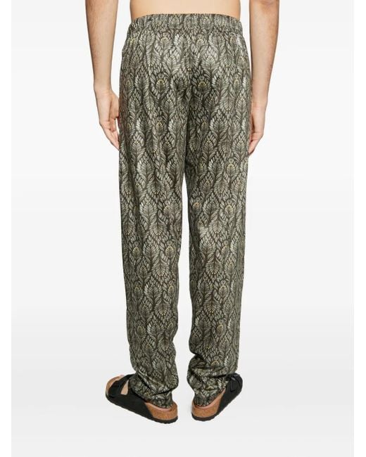 Hanro Green Drawstring Patterned Trousers for men