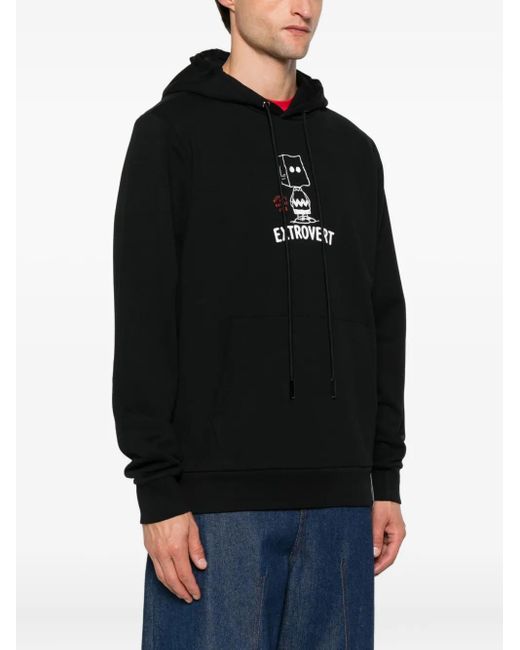 Iceberg Black Graphic-Print Cotton Hoodie for men