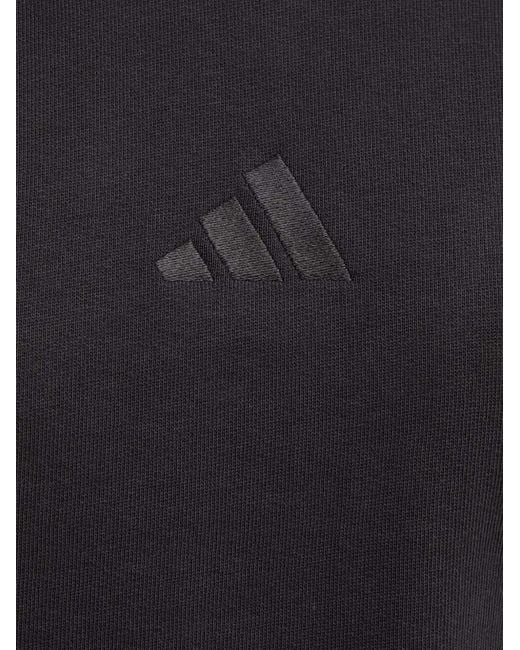 Adidas Black All S.N.Z. Logo-Embroidered Cropped Hoodie