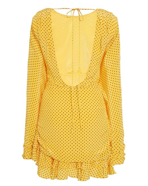 Vestido corto de seda con volantes y lunares Alessandra Rich de color Yellow