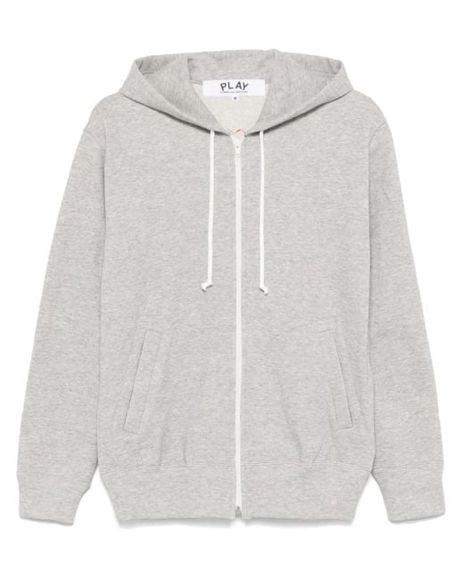 COMME DES GARÇONS PLAY White Signature Heart-Patch Hoodie