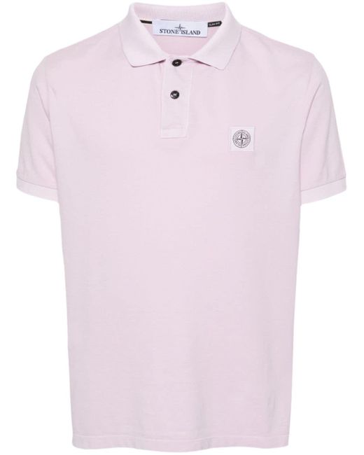 Polo à patch logo Stone Island pour homme en coloris Pink