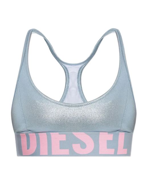 DIESEL Blue Zaira-D-Pop Metallic-Bikinioberteil Mit Racerback