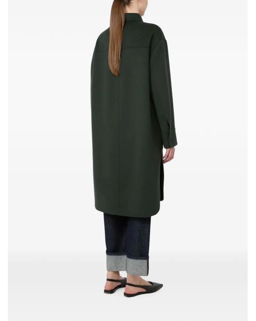 Max Mara Button-Down Jas Van Scheerwol in het Green
