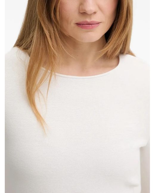 Marc O' Polo White Fine-Knit Long-Sleeve Sweater