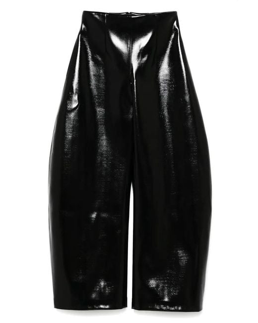 A.W.A.K.E. MODE Black Crocodile Rounded Trousers