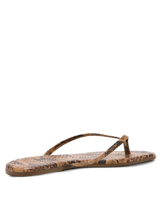 TKEES Brown Snakeskin Thong Sandals