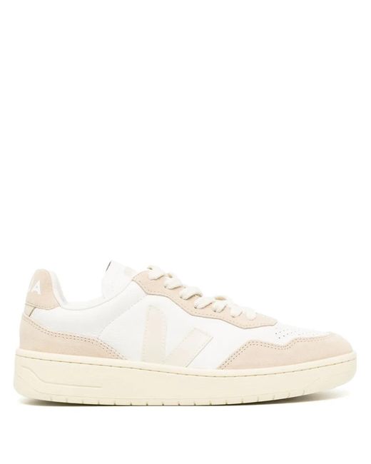 Veja White V-90 Panelled Sneakers for men