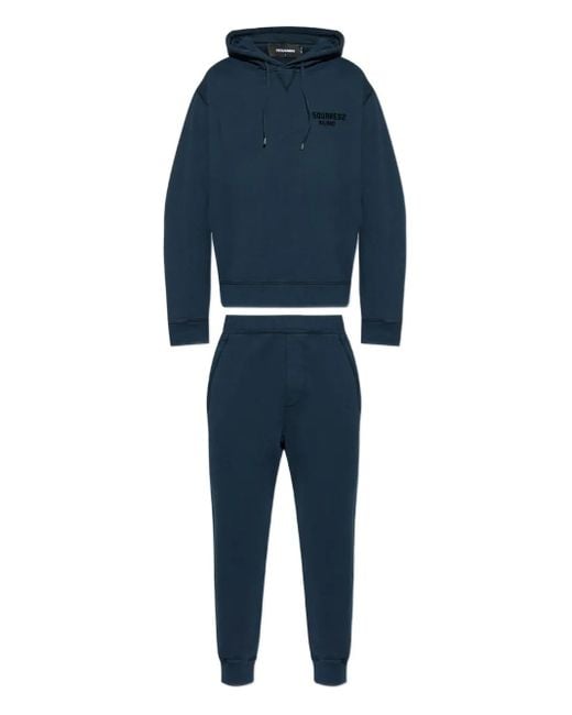 DSquared² Blue Logo-Print Hooded Tracksuit for men