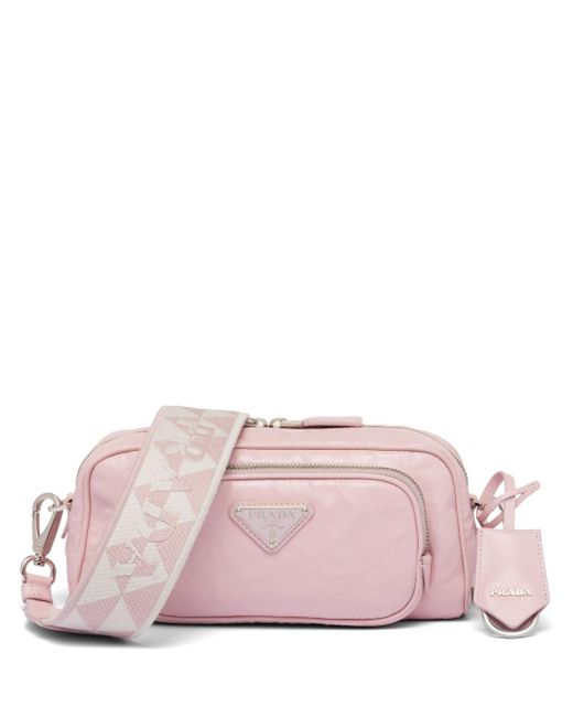 Prada Logo-plaque Shoulder Bag in Pink | Lyst