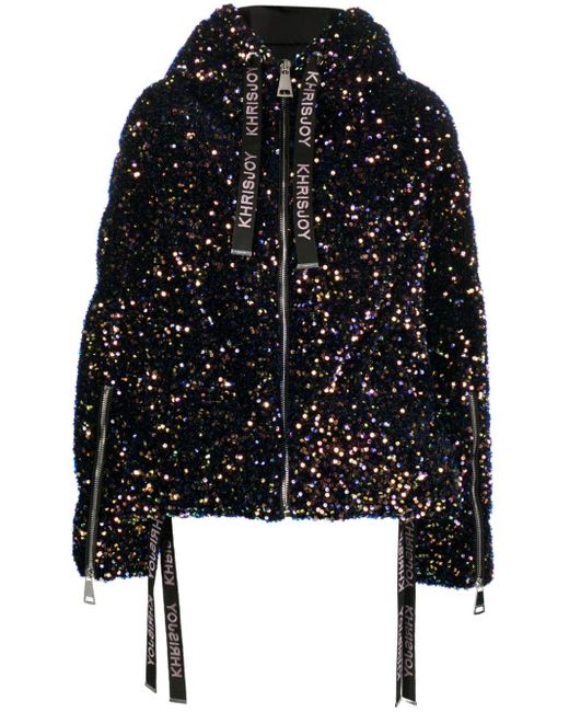 Khrisjoy Black Sequin-embellished Down Jacket