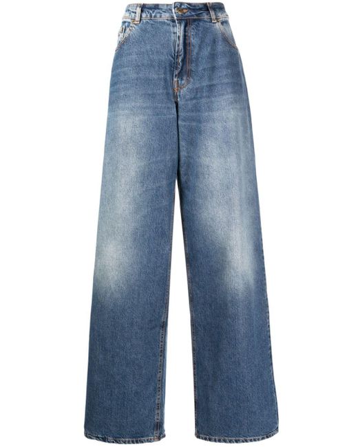 Roberto Cavalli Blue High-rise Wide-leg Jeans