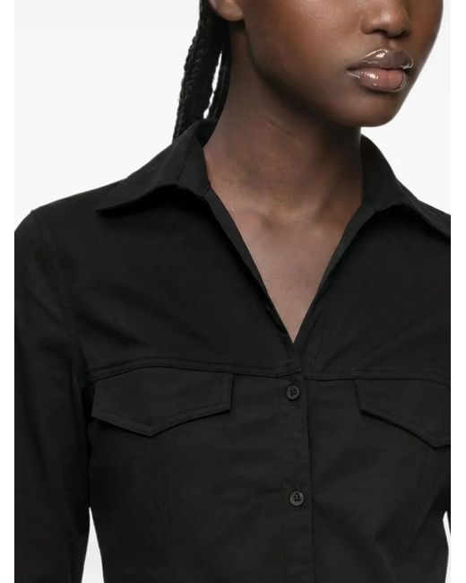 Karl Lagerfeld Black Button-Up Flap-Pocket Shirt