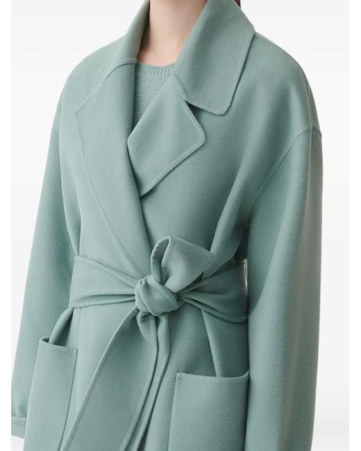 Fabiana Filippi Green Belted Notch-Lapel Coat