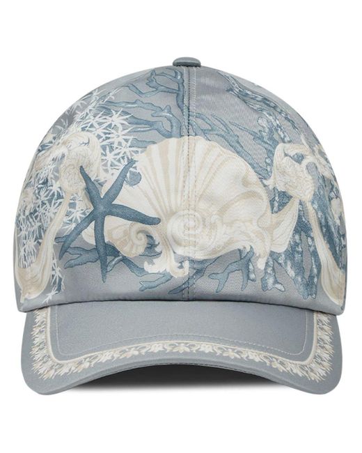 Versace Gray Graphic-print Cotton Cap for men
