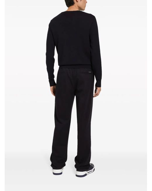 Dolce & Gabbana Blue Pressed-Crease Drawstring-Waist Track Pants for men