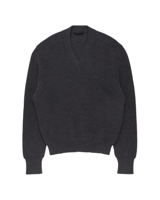 Prada Blue V-Neck Sweater for men