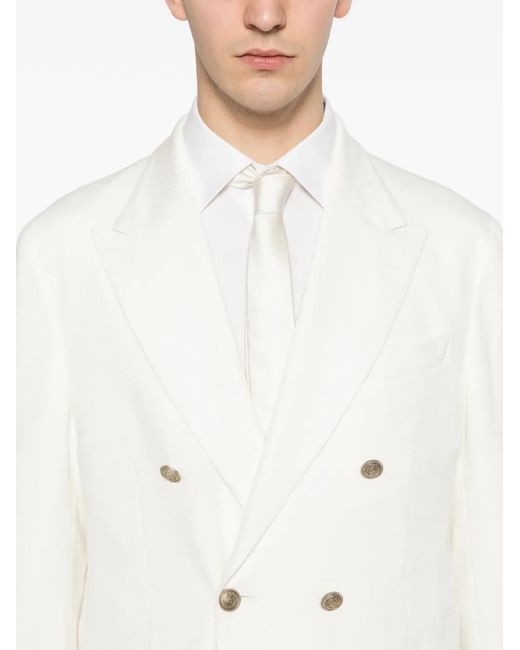 Eleventy White Double-Breasted Blazer for men