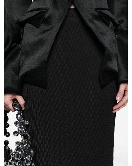 Issey Miyake Black Diamond-plissé Maxi Skirt