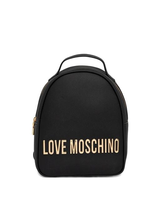 Love Moschino Black Logo-Lettering Backpack
