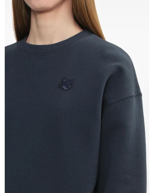 Maison Kitsuné Sweater Met Bold Fox Head-Patch in het Blue