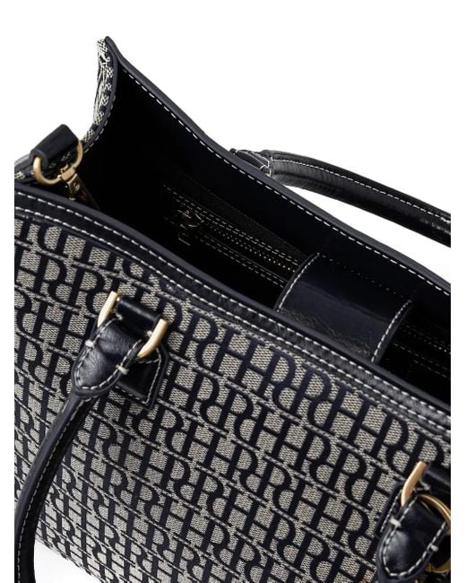 Pedro Del Hierro Madrid Black Monogram-Patterned Top-Handle Tote Bag
