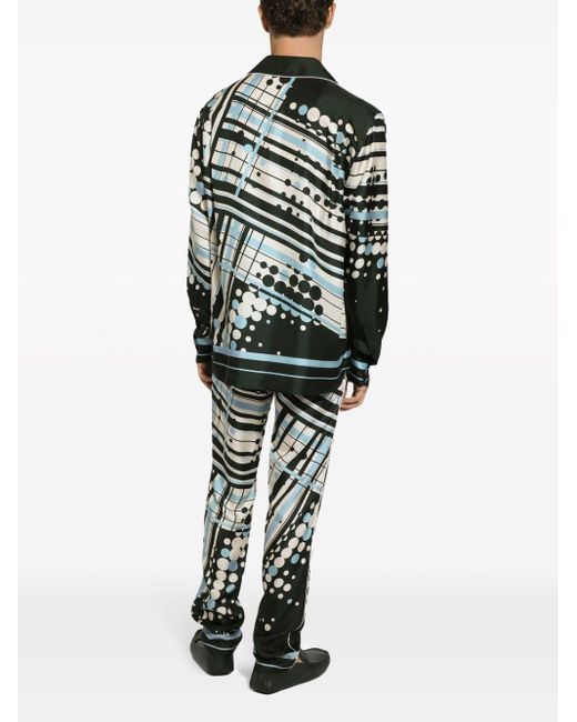 Camicia con stampa geometrica di Dolce & Gabbana in Black da Uomo