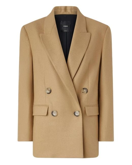 Pinko Natural Camel Tailored Jacket With Double-Breasted Front