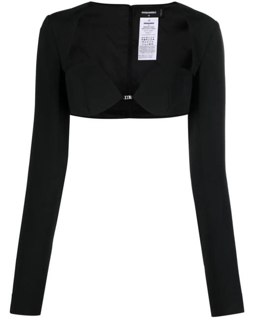 DSquared² Black Long-Sleeved Cropped Top