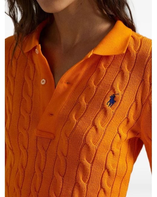Polo Ralph Lauren Orange Cable-Knit Polo Sweater
