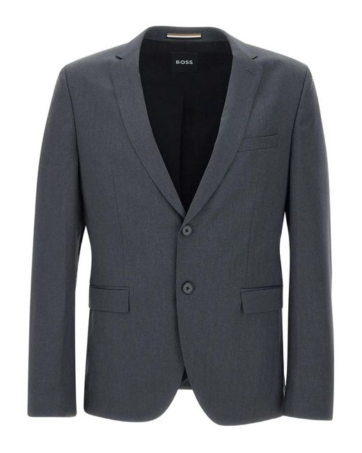 Boss Blue Peak-Lapel Wool Blazer for men