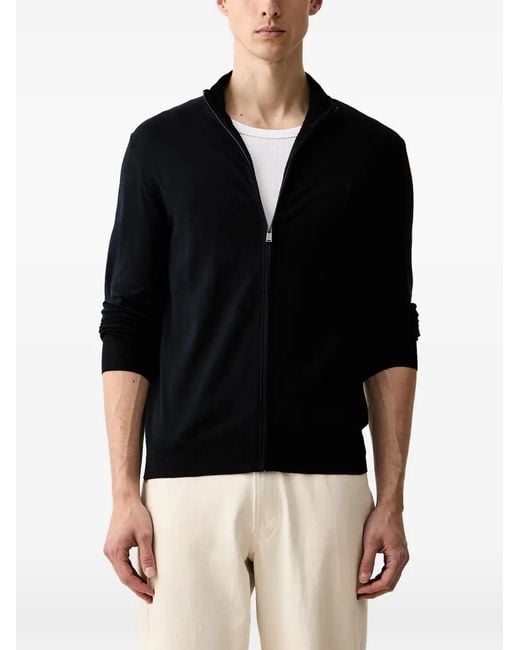 Trussardi Black Zip-Up Logo-Embroidered Sweatshirt for men