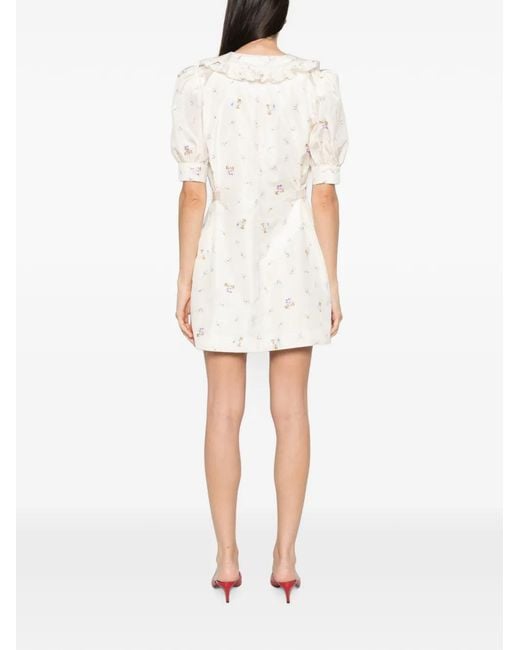 Alessandra Rich White Floral-Print Mini Dress