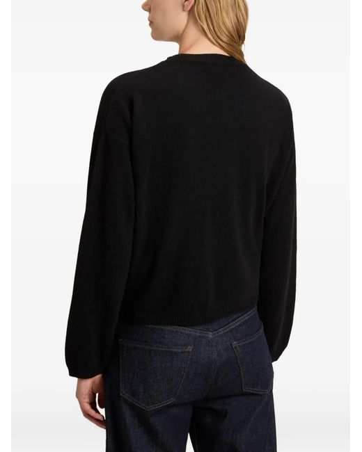 Woolrich Black Crew-Neck Drop-Shoulder Sweater