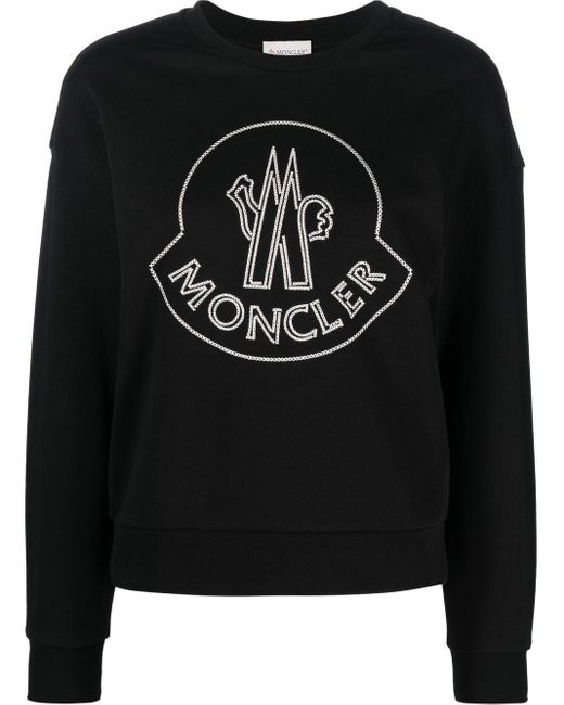 Moncler Sweater Met Geborduurd Logo in het Zwart | Lyst NL