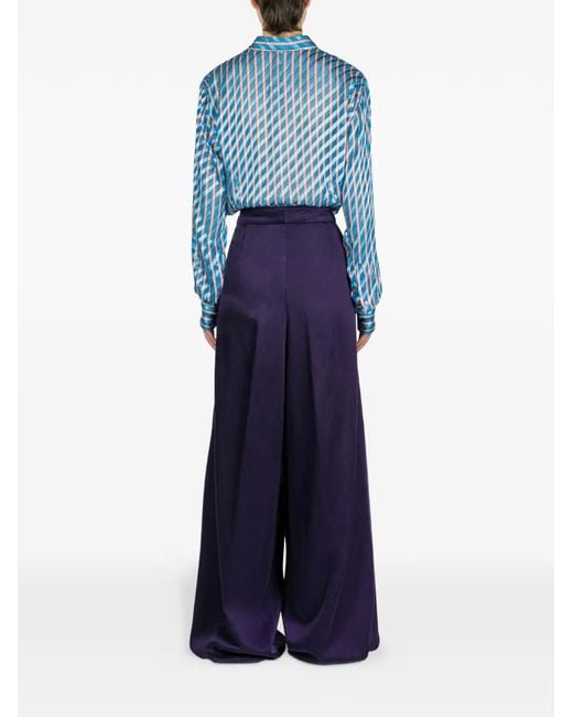 Dries Van Noten Purple Wide Pleated Trousers