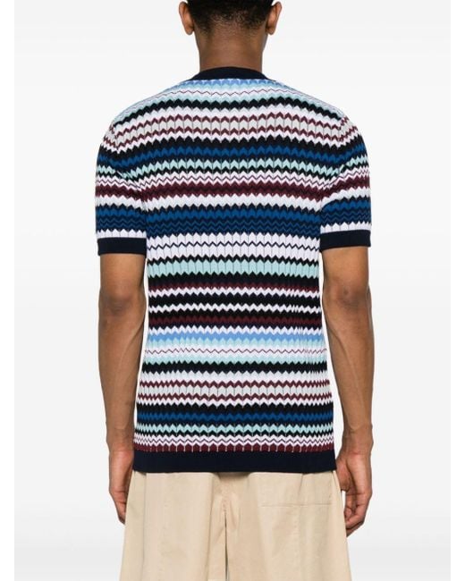 T-shirt en coton à motif zig-zag Missoni pour homme en coloris Blue