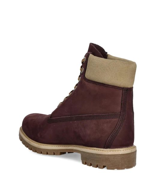 Timberland Brown Lace-Up Logo-Patch Boots for men