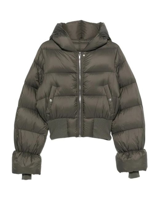 Rick Owens Green Hooded Puffer Jacket