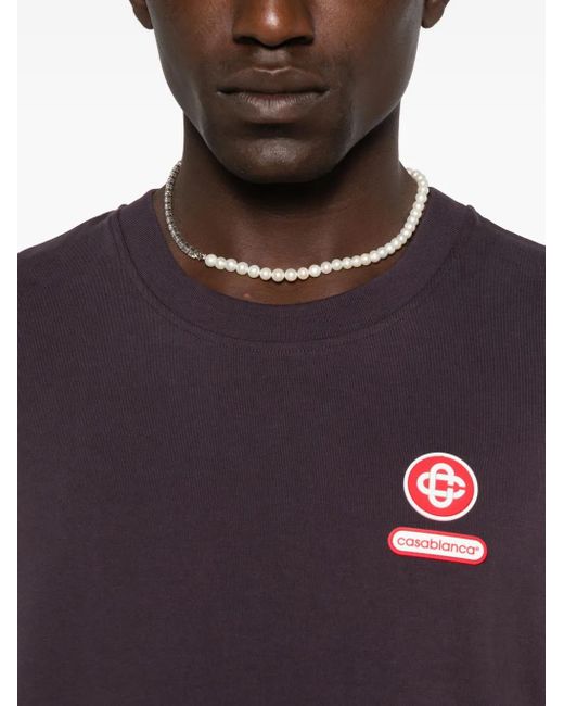Casablanca Blue Logo-Patch T-Shirt for men