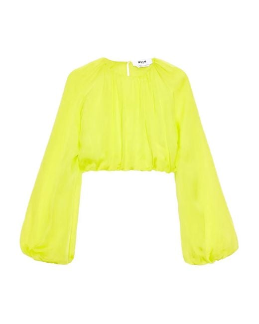 MSGM Yellow Long-Sleeve Blouse