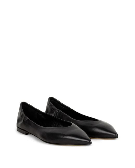 Pomme D ́Or Black Pointed-Toe Flat Pumps