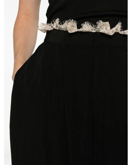 Sea Black Lace-Trimmed Trousers