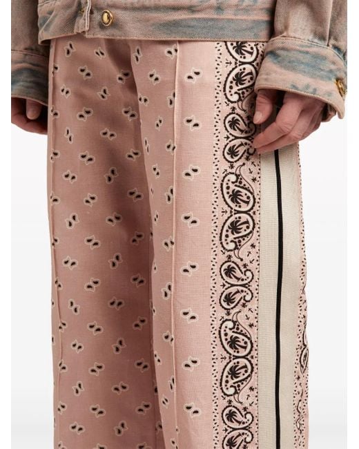 Palm Angels Pink Paisley-Print Wide-Leg Trousers