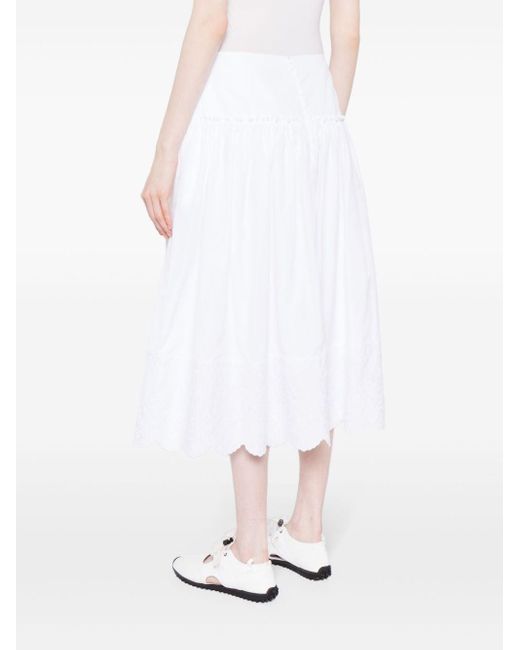 Simone Rocha White Bow-embellished Gathered Cotton Skirt